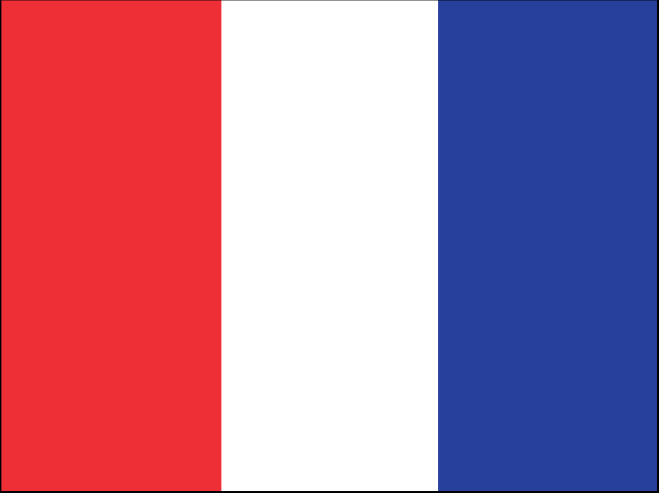 Vlajka „T“ připomíná francouzskou vlajku s obráceným pořadím barev.