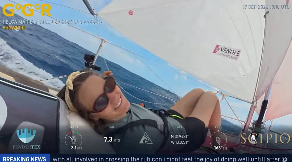 Mara Løvenskiold Kveseth na palubě jachty SHOWGIRL během Golden Globe Race 2026